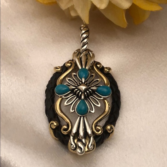 Carolyn Pollack Jewelry - Sold Carolyn Pollack Turquoise Leather SS Enhancer